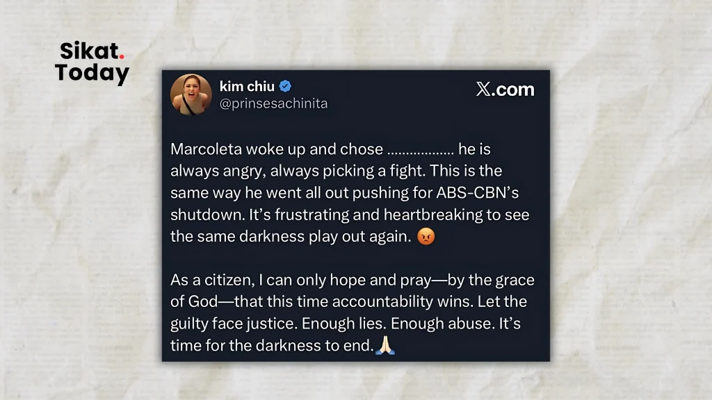 Courtesy : Kim Chiu's post about Marcoleta