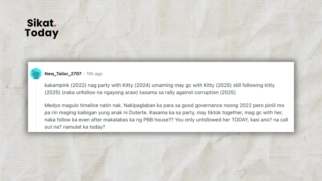 Courtesy : Reddit user comment about Mika Salamanca and Kitty Duterte