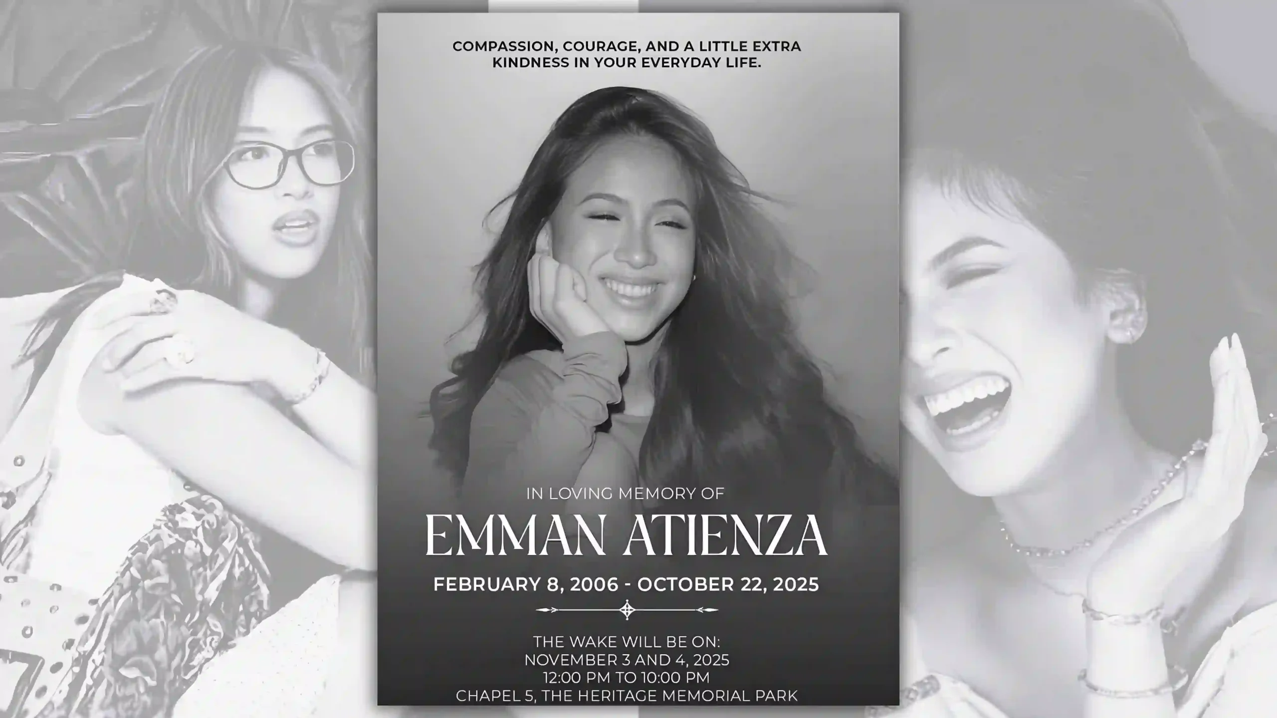 Emman Atienza's funeral and wake schedule