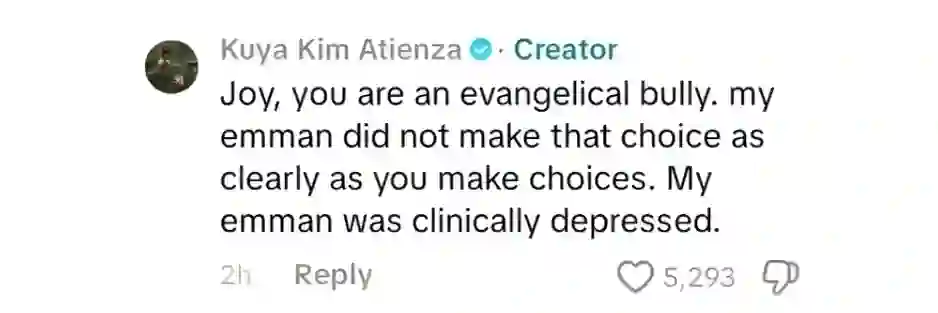 Kuya Kim replies on a comment