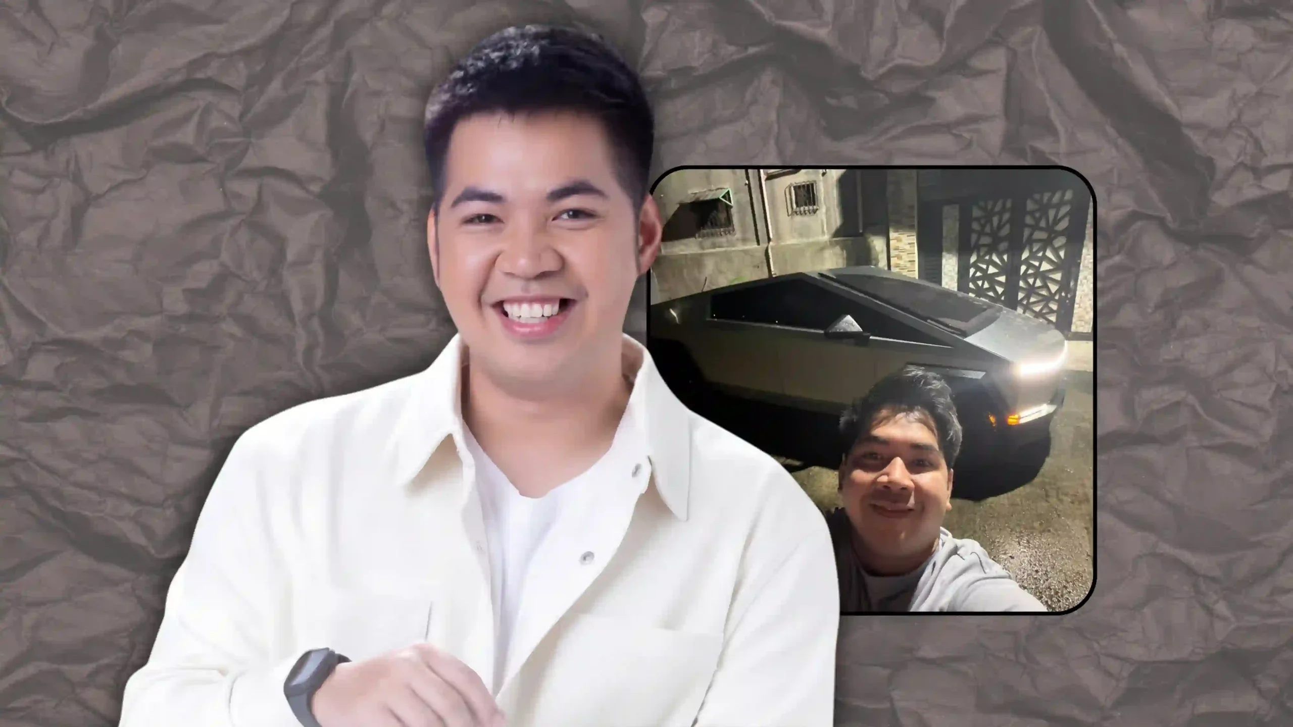 Ser Geybin poses with his Tesla Cybertruck in his latest social media post.
