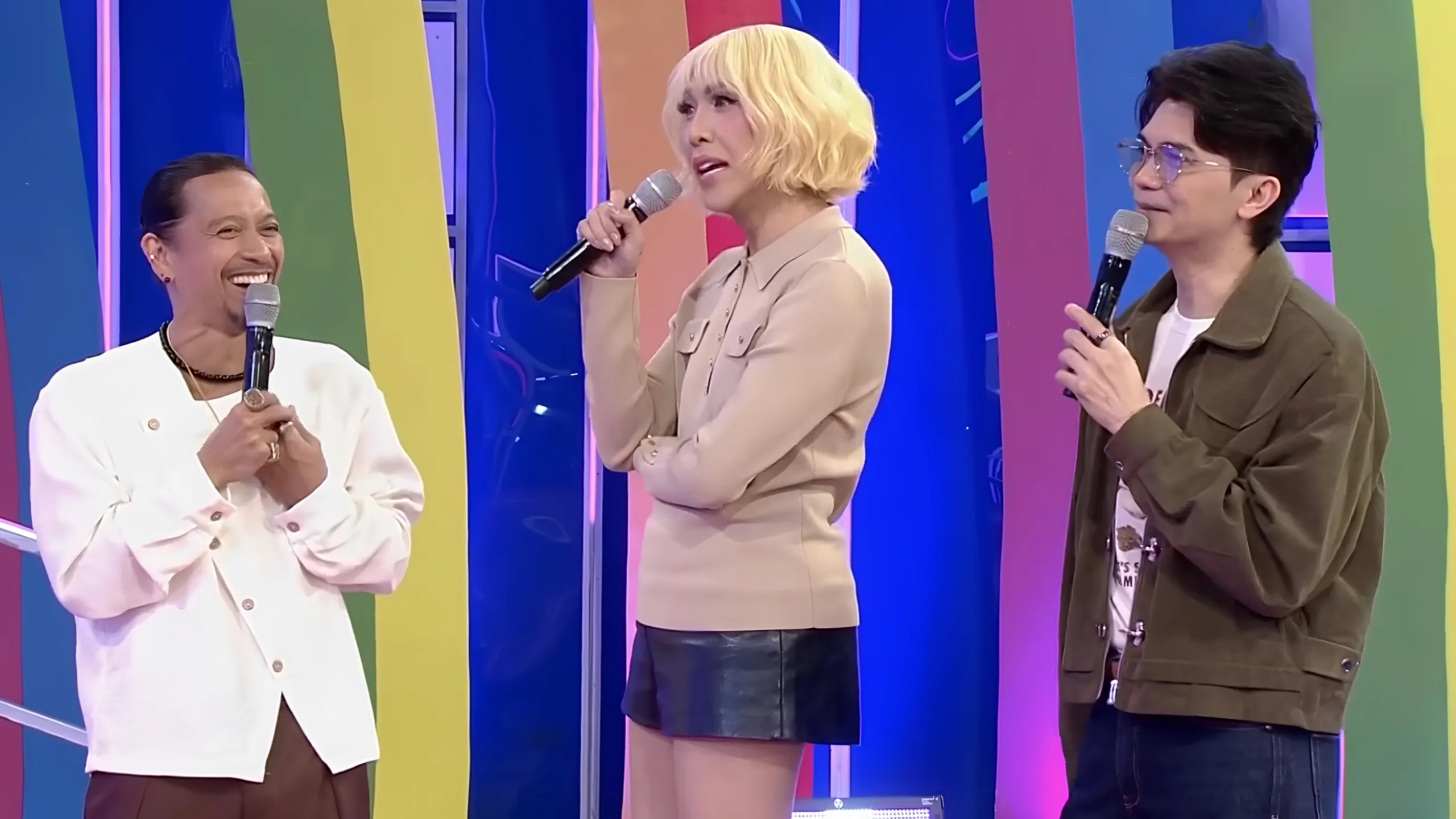 Vice Ganda and Rosmar Tan amid online discussions over a money laundering joke on It’s Showtime.